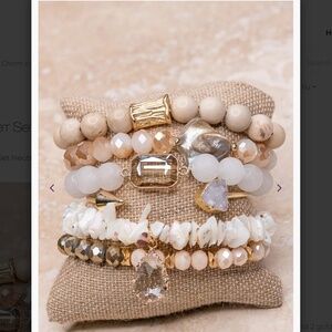 Boho “ Aspen ” 6 Strand Bracelet with Natural Stones and Charms R4B